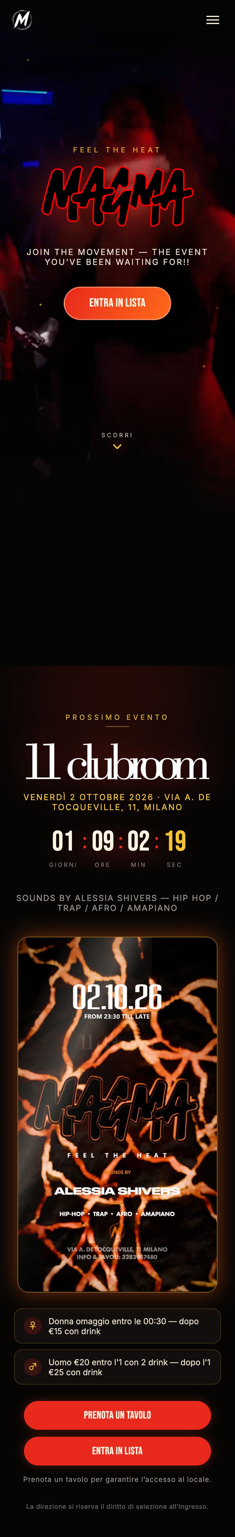 Il sito MAGMA visto da telefono